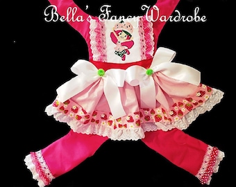Pink Strawberry Dog Romper: Custom Fit Dog Outfit