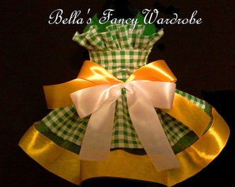 Green Checkered Dog Dress: Custom Fit Doggie Daywear