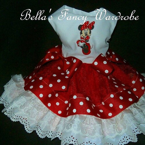 Red & White Minnie Mouse Dog Dress Etsy