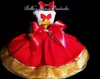 Red & Gold Christmas Dog Dress: Holiday Apparel