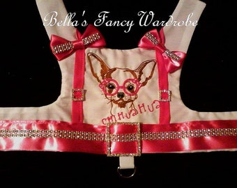 Dog Harness, Dog harness vest, dog vest, pink dog harness, Chihuahua, dog