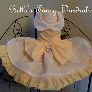 Gorgeous Fancy Lemon Yellow Doggie Dress W/Collar