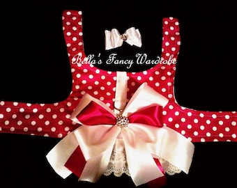 Hot Pink Dog Harness Vest: Lace Trim, Satin Bows