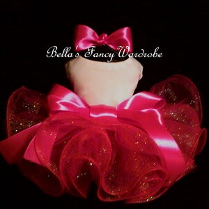 Pink Dog Tutu Dress: Sparkly Tulle, Satin Ribbon, Hair Bow