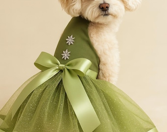 green emerald velvet dress Designer Handmade Green Christmas Tree Dog Dress | Poshdoglife.com