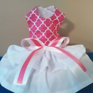 Lovely Deep Pink & White Ruffled Doggie Dress
