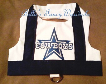 Embroidered Dallas Cowboys Dog Harness Vest: Pet Apparel
