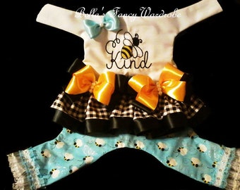 Bee Kind Dog Romper: Custom Fit Summer Outfit