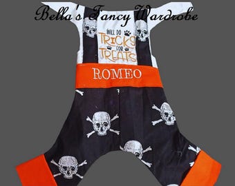 Combi-short d'Halloween pour chien personnalisé : tenue avec tête de mort