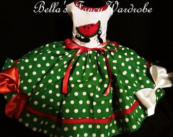 Watermelon Dog Dress: Green Polka Dot Summer Apparel