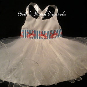 Crabby White Dog Dress,  Dog clothes,  fancy dog clothes, Fancy dog dress, dog dresses,  Pet clothes, pet clothing