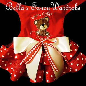 Red Dog Dress, Valentines Dog Dress, Dog clothes, Dog fancy dress, Pet Clothes,