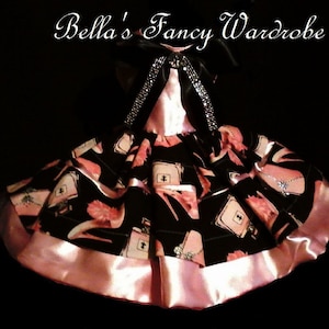 Pink Dog Dress, black dog dress, Fifth Avenue Dog dress, dog party dress, dog clothes, dog fancy dress, dog birthday dress, dog satin dress
