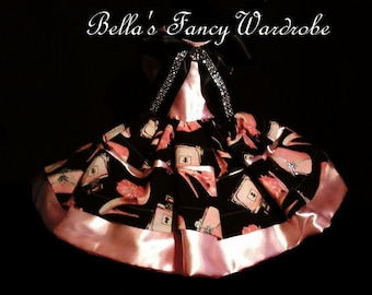 Robe de soirée rose et noire pour chien en satin