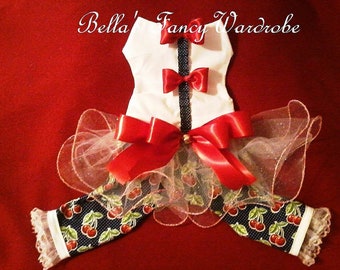 Cherry Print Dog Romper: Custom Fit Dog Clothes