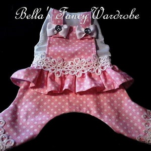 pink dog romper, pink dog jumper, dog clothes, dog pants,, dog apparel