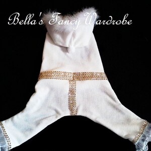 White Dog Romper, Dog Jumper, Dog Pants, Dog Clothes, Dog Onesie, Dog Apparel, Dog Outfit, Dog Romper
