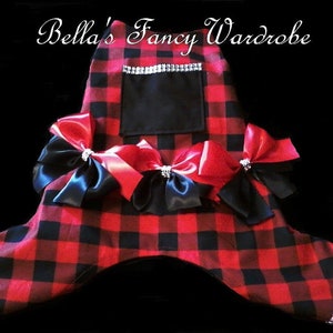 Red Plaid Dog Romper, Christmas Dog Romper, Dog Jumper ,Dog romper, Dog pants,  dog clothes, Dog overalls, Dog onesie, Dog outfit