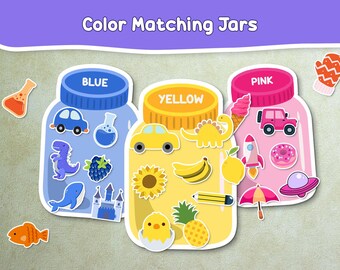 Color Matching Activity for Kids, Toddler Color Printables, Montessori Materials, Homeschool Preschool Curriculum, Canva Editable
