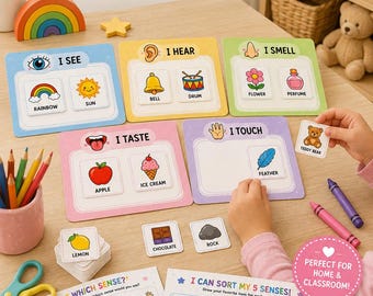 5 Senses Sorting Game Printable| Sensory Learning Game | Kindergarten Educational Printable | Cut and Sort