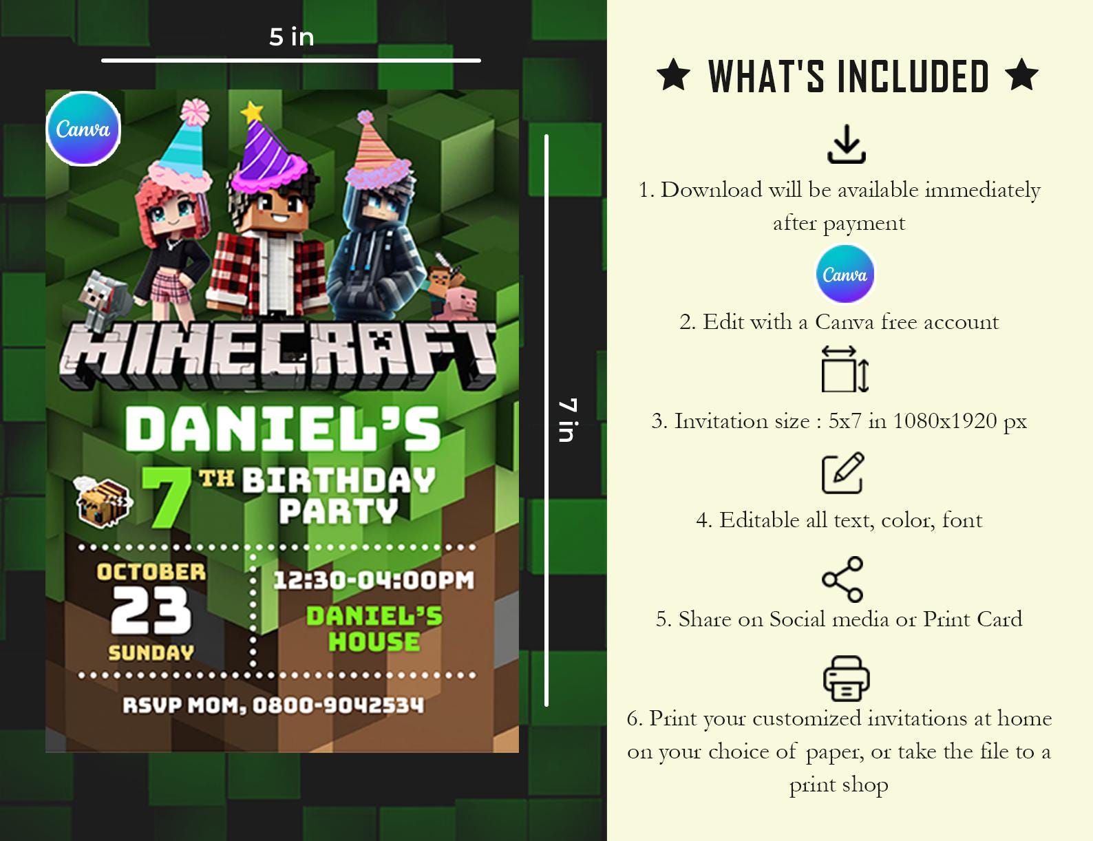 Editable Minecraft Gamer Invite