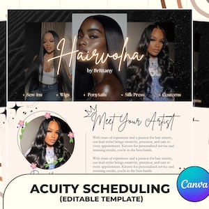 Stylish Acuity Scheduling Template, Hair Stylist Acuity Scheduling, Hair Stylist Website, Booking site template for Hair, Canva Template