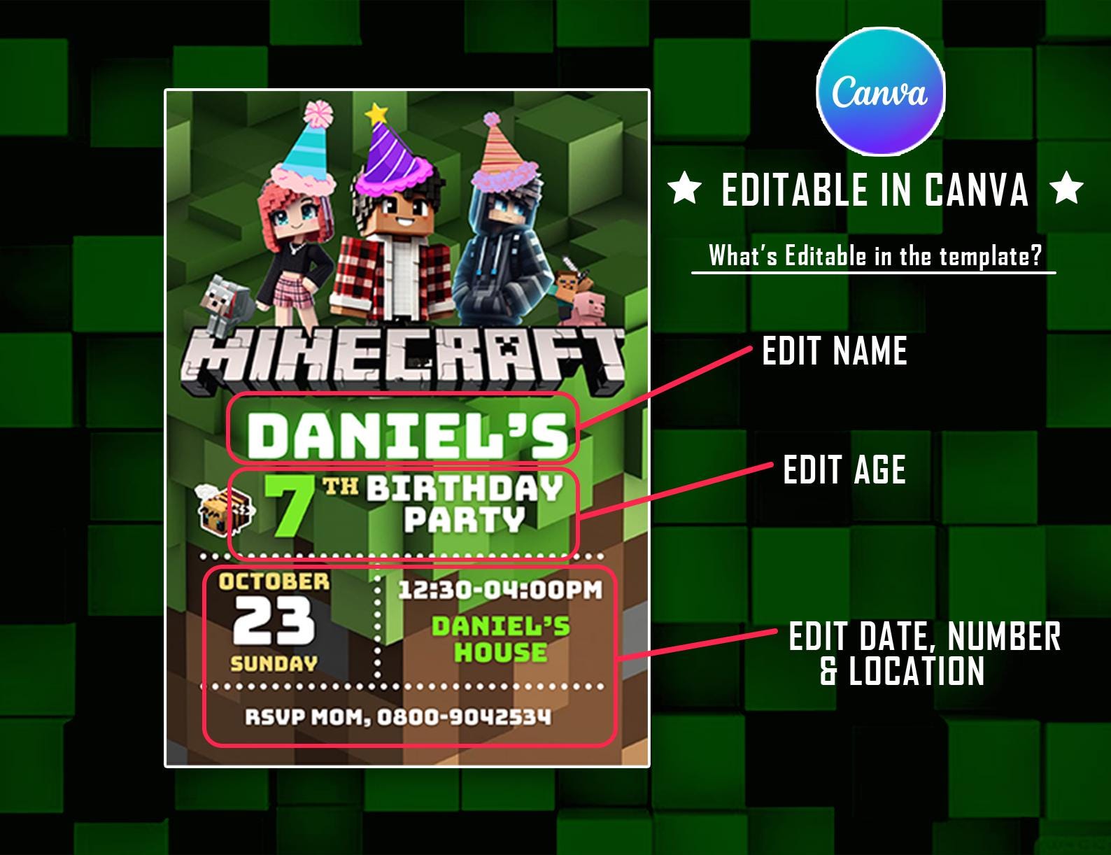 Editable Minecraft Gamer Invite