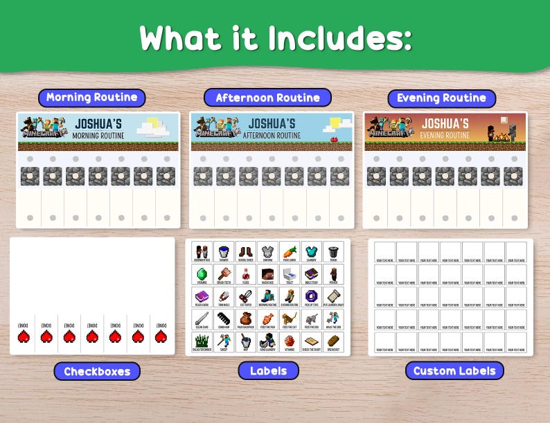 Minecraft Planner Routine Minecraft Routine Flip Chart, Morning Routine, Bedtime Routine, Kids ...