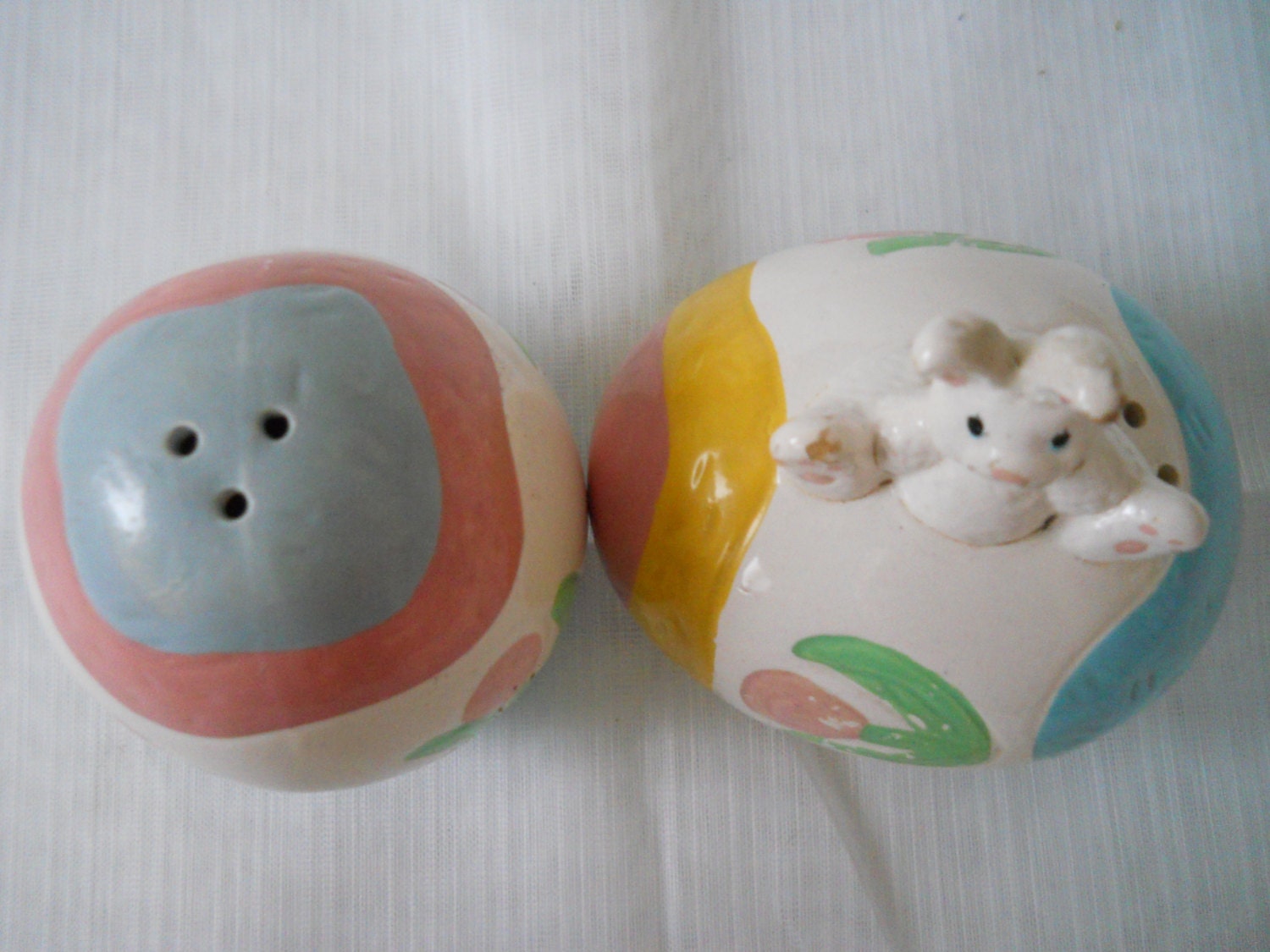 Bunny and Easter Egg Salt and Pepper Shakers vintage, collectible, serving, kitchen, Easter