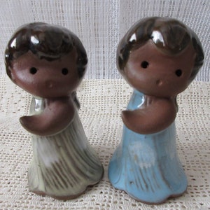 Hawaii Hula Girls Salt Pepper Shakers Brown Clay, vintage, collectible Honolulu, Japan