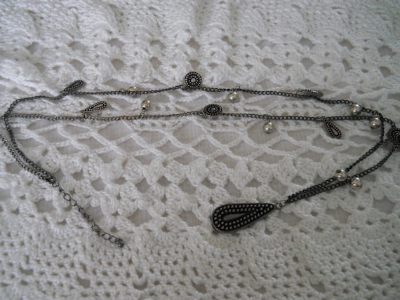 Black Pendant and Charms Necklace - vintage, collectible, jewelry