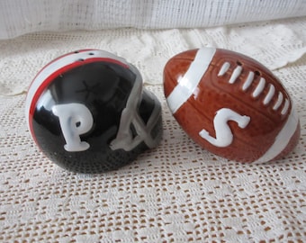 Helmet and Foot ball salt and pepper shakers - vintage, collectible, sports