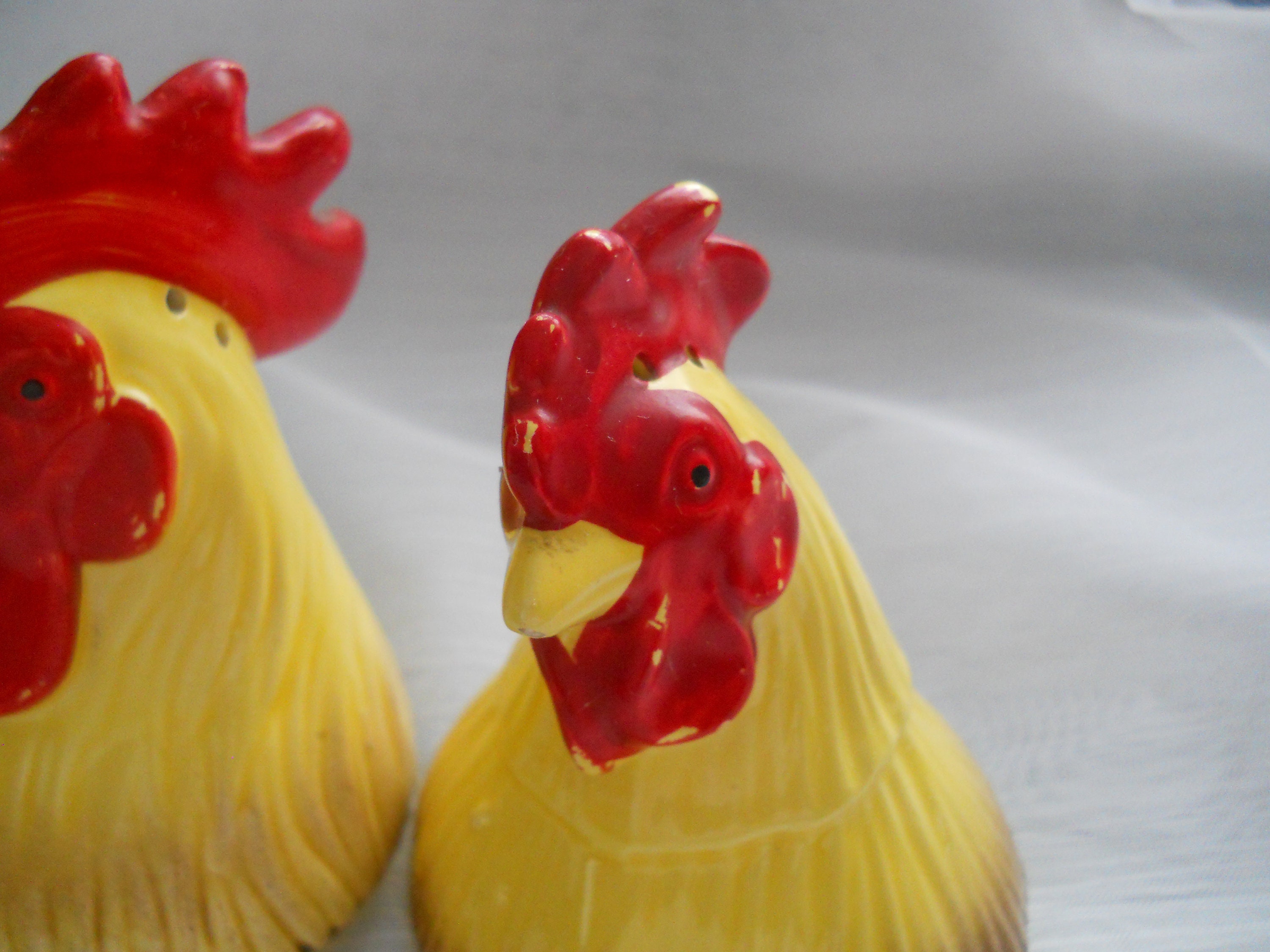Rooster and Hen Salt and Pepper Shakers - vintage, collectible, birds