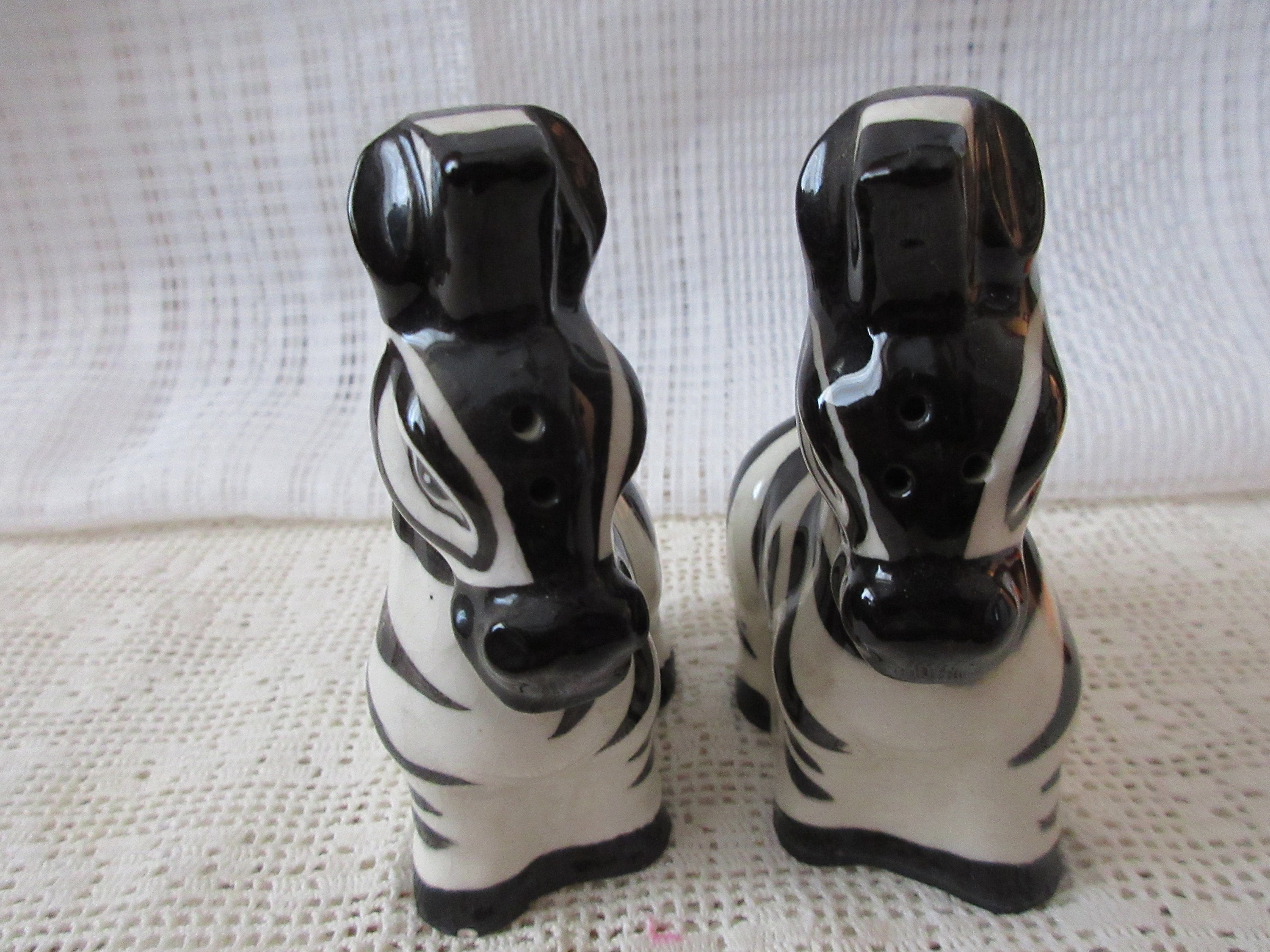 Zebra Salt and Pepper Shakers vintage, collectible, Japan