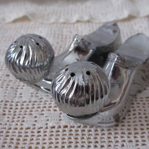 RARE Silver Clown shoes salt and pepper shakers - vintage, collectible, circus