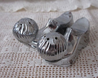 RARE Silver Clown shoes salt and pepper shakers - vintage, collectible, circus