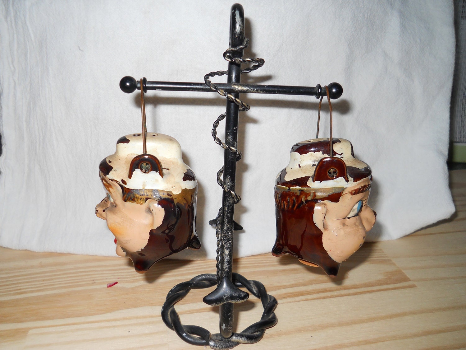 Vintage Hanging Toby Salt and Pepper Shakers