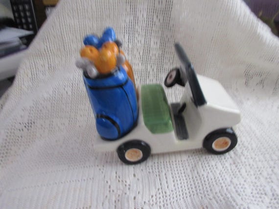 Golf Cart and Bags with clubs - Vintage, Collectible, sports