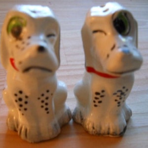 Winking Dogs Salt and Pepper Shakers Vintage Collectible image 1