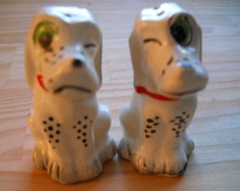 Winking Dogs Salt and Pepper Shakers - Vintage Collectible