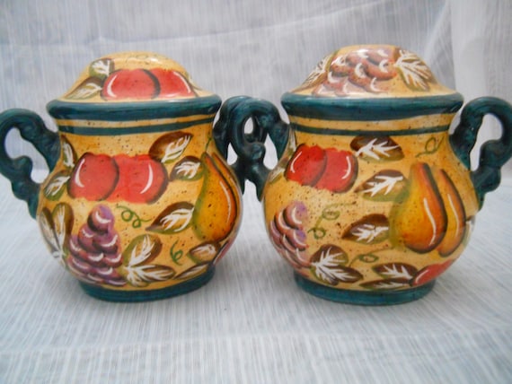 Fall Pattern Salt and Pepper Shakers - vintage, collectible, fall, autumn