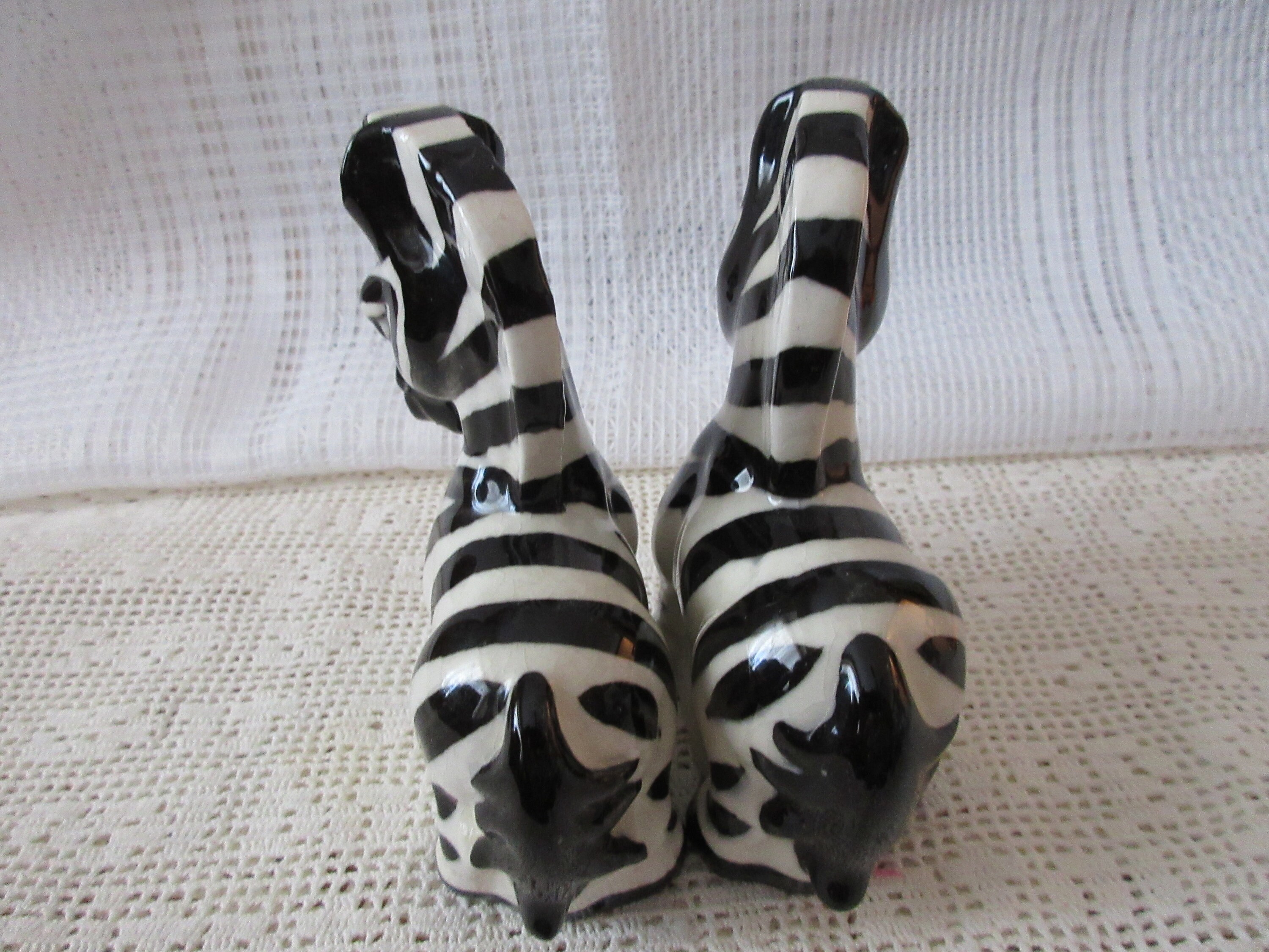 Zebra Salt and Pepper Shakers vintage, collectible, Japan