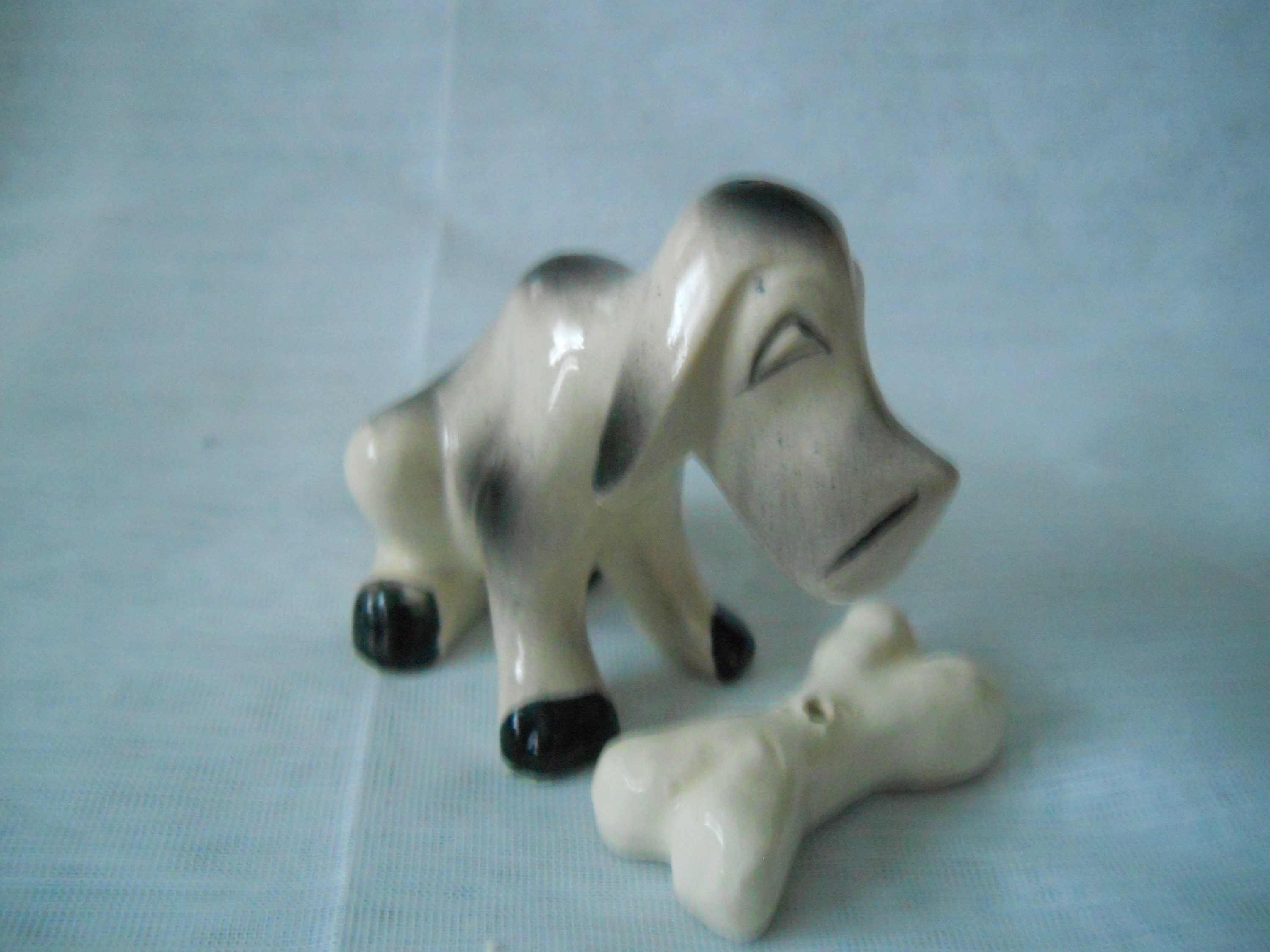 Dog and Bone Salt and Pepper Shakers vintage, collectible, animal