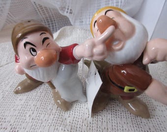 Disney Grumpy and Sneezy Salt and Pepper shakers - collectible, vintage