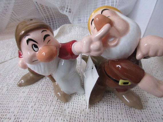 Disney Grumpy and Sneezy Salt and Pepper shakers - collectible, vintage