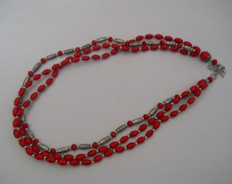 Three Strand Beaded Necklace