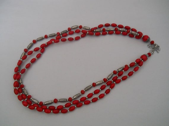 Three Strand Beaded Necklace