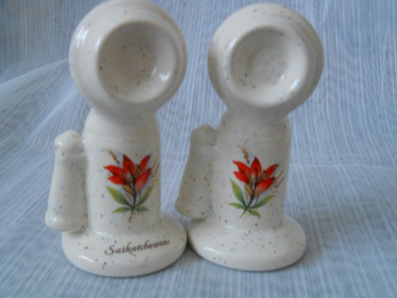 Telephone Salt and Pepper Shakers - vintage, collectible, souvenir, Saskatchewan