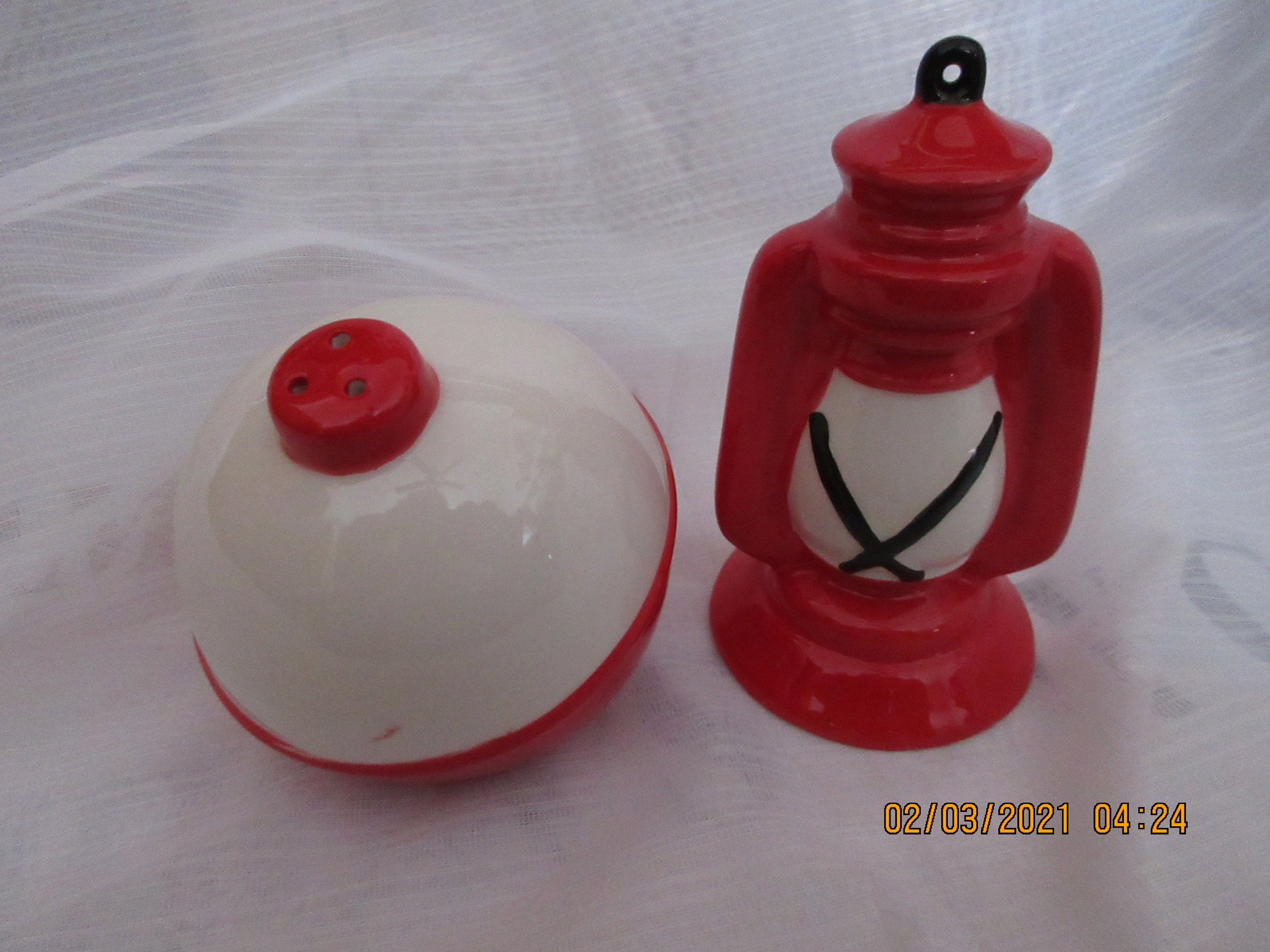 Fishing Bobber and Lantern Salt and Pepper Shakers - vintage