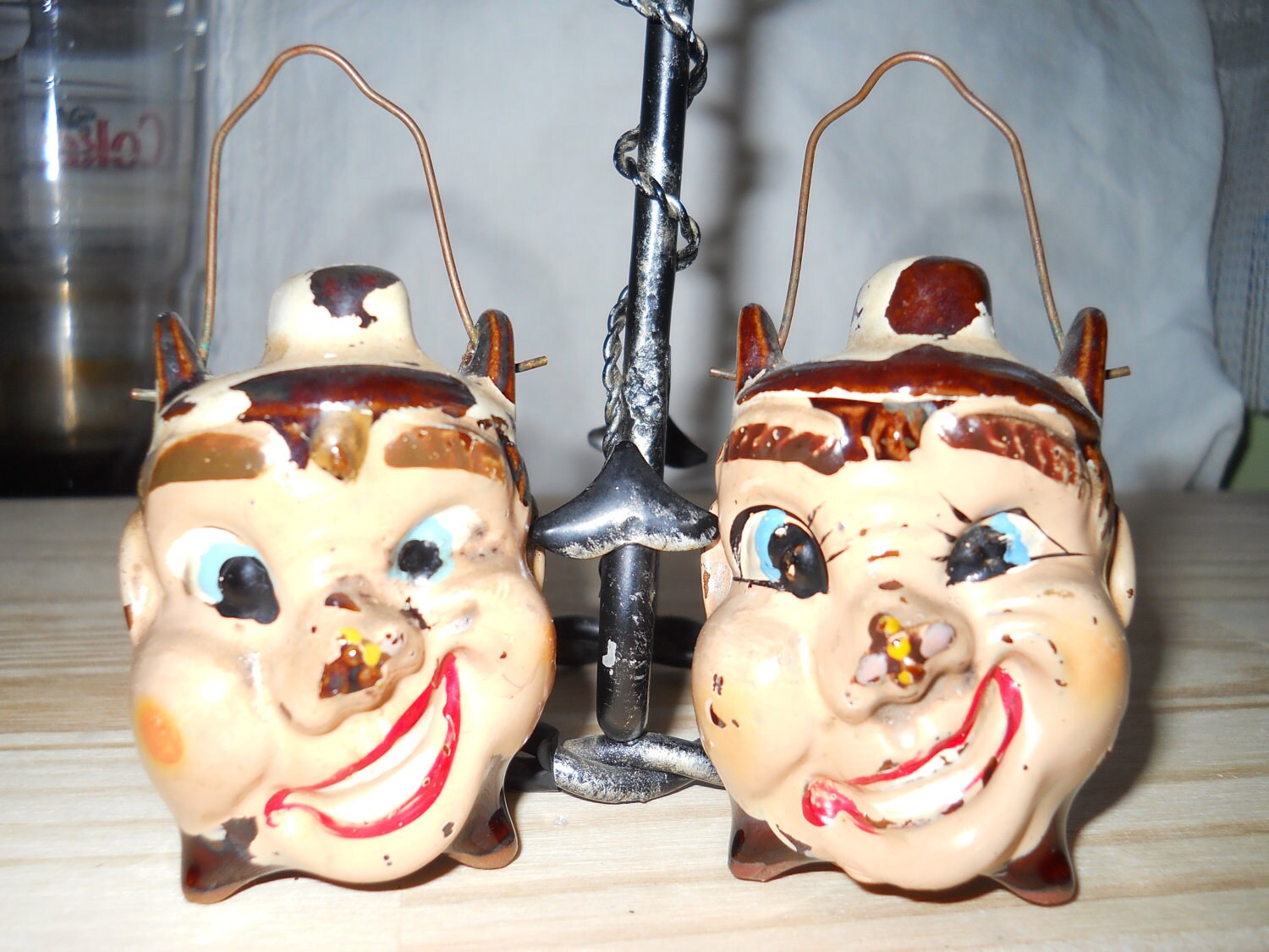 Vintage Hanging Toby Salt and Pepper Shakers